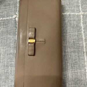 Ferragamo Taupe Wallet with Gold Accent
